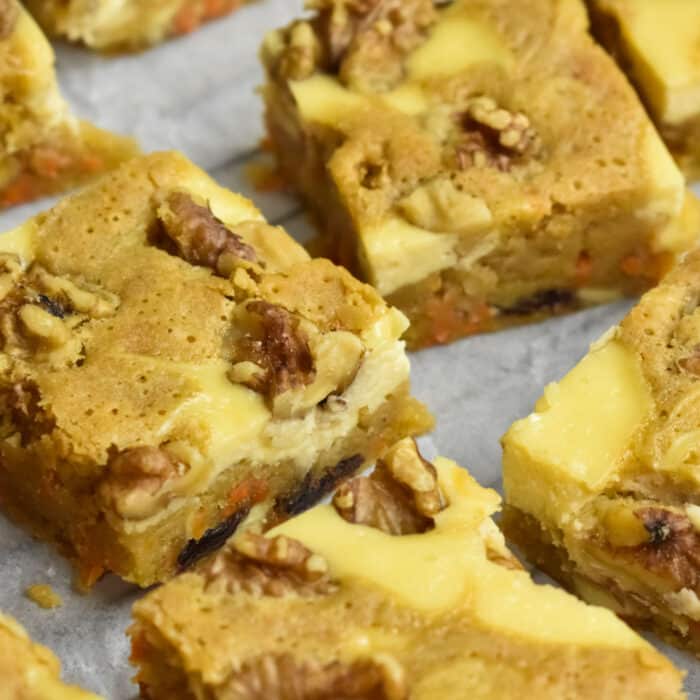Carrot Cake Blondies on a cooling rack