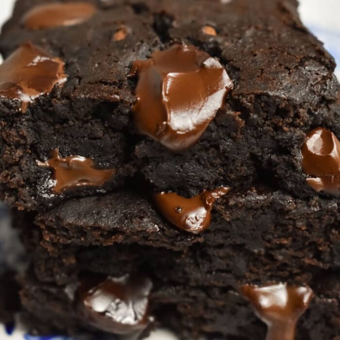 Flourless Black Bean Brownies stacked on top of each other