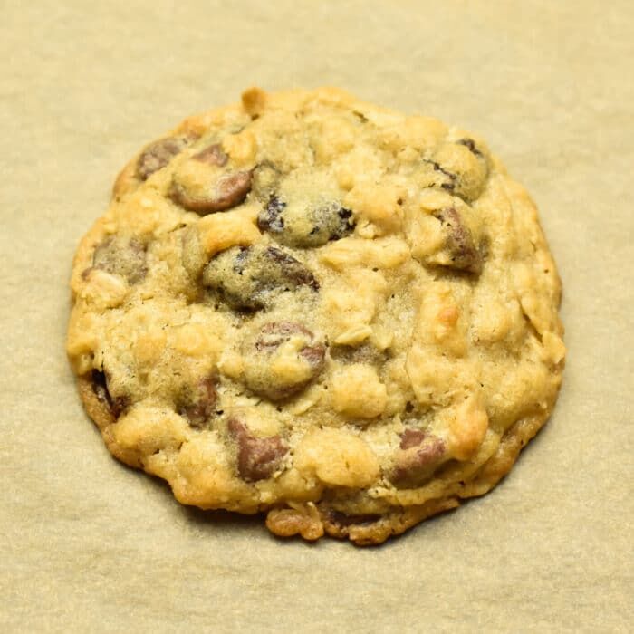 Oatmeal Raisin Chocolate Chip Cookies on baking paper
